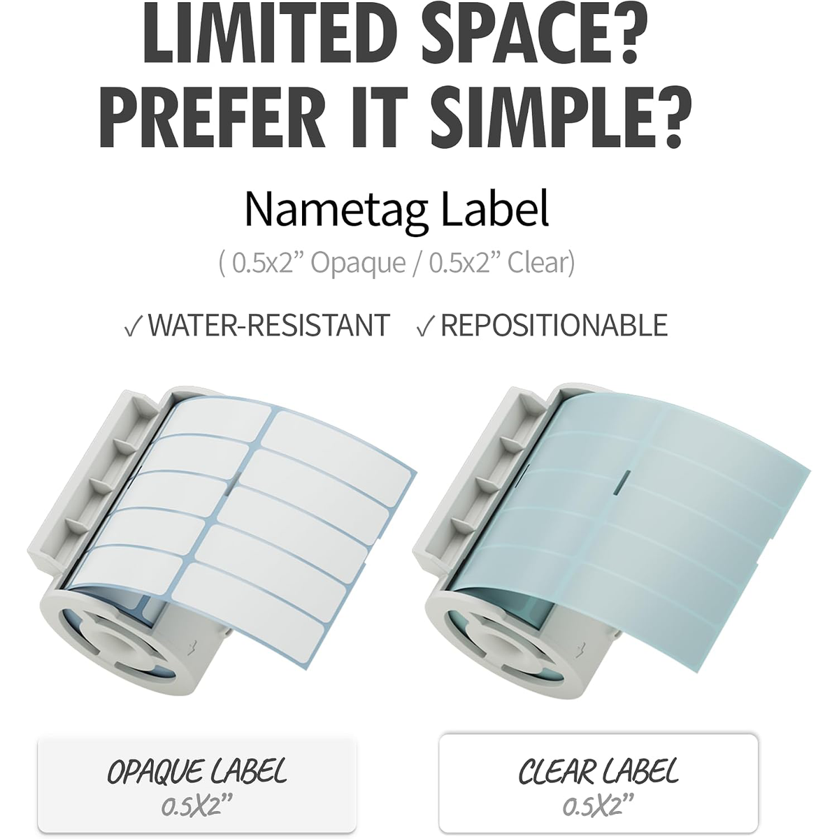 Nemonic Transparent & Waterproof Label Paper Cartridge | 0.5 x 2 Inch (950 labels)