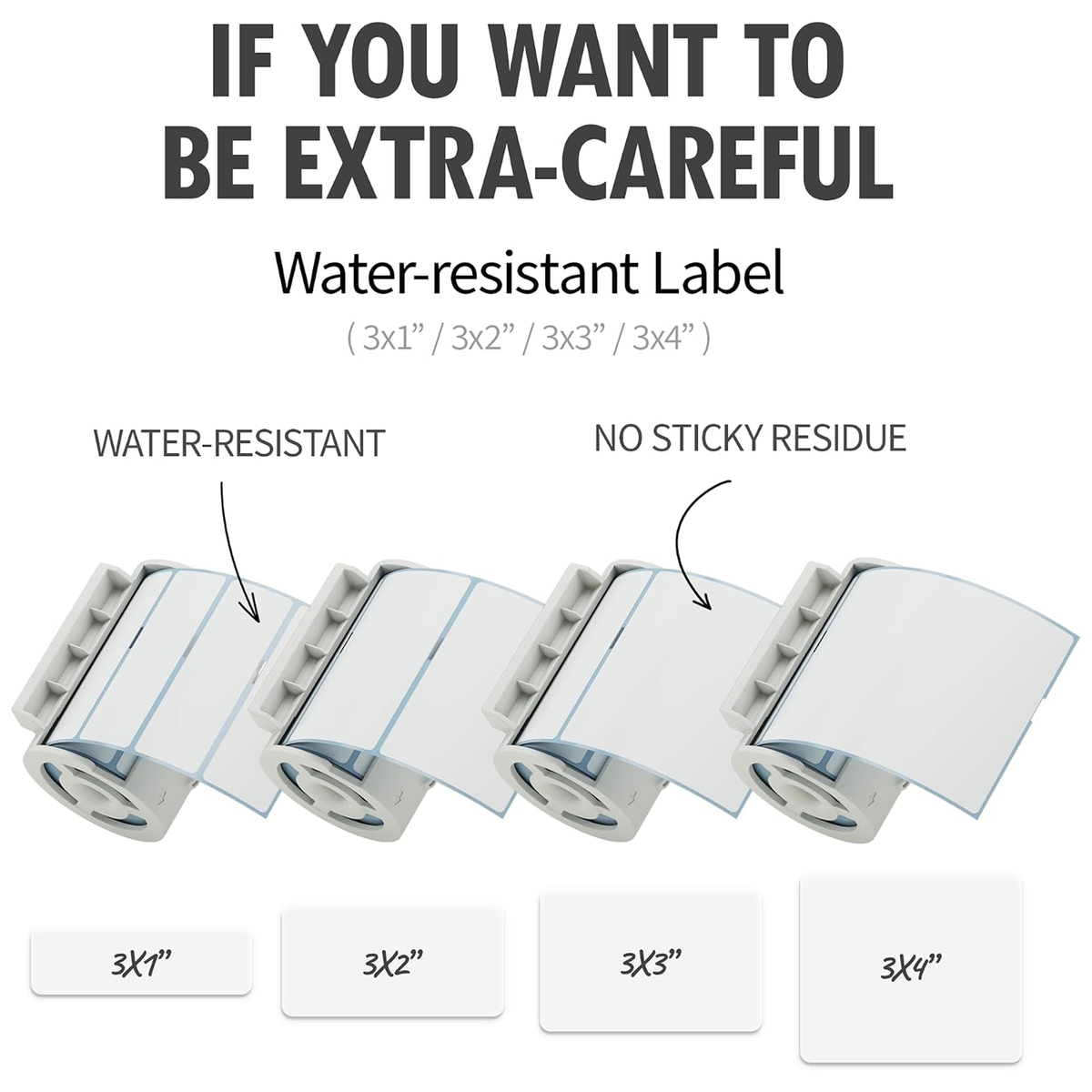 Nemonic Waterproof Label Paper Cartridge | 3 x 3 Inch (125 labels)