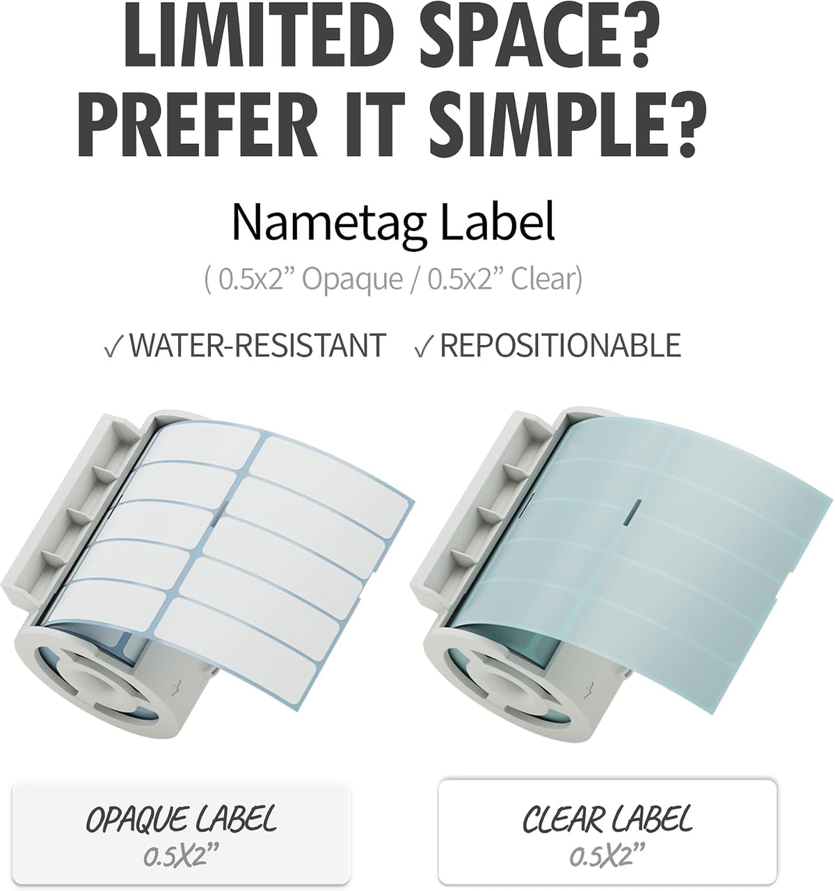 Nemonic Waterproof Label Paper Cartridge | 0.5 x 2 Inch (950 labels)