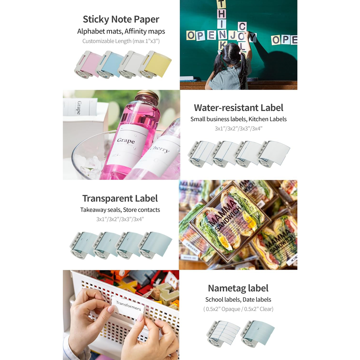 Nemonic Transparent & Waterproof Label Paper Cartridge | 3 x 1 Inch (360 labels)