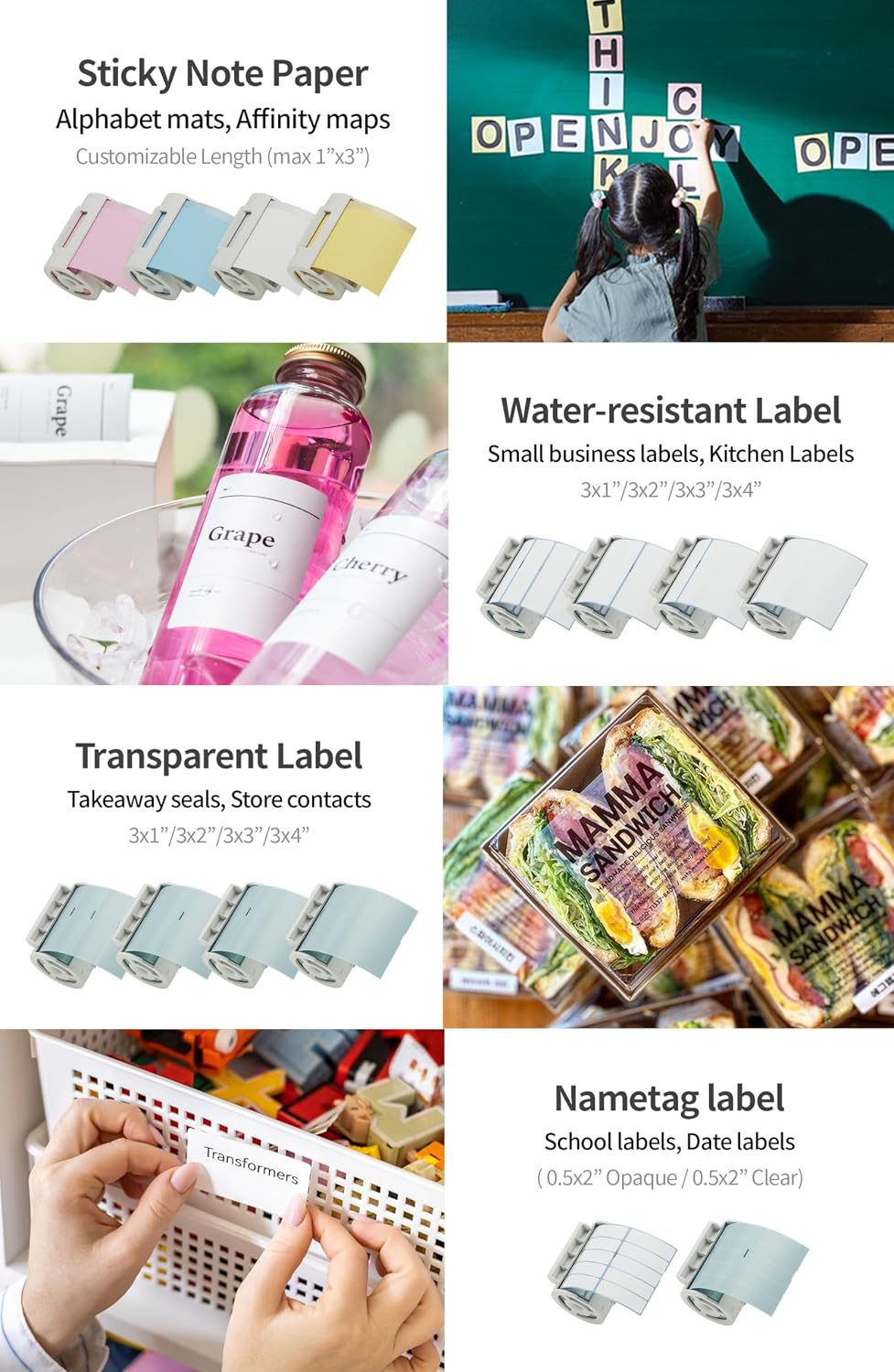 Nemonic Waterproof Label Paper Cartridge | 0.5 x 2 Inch (950 labels)